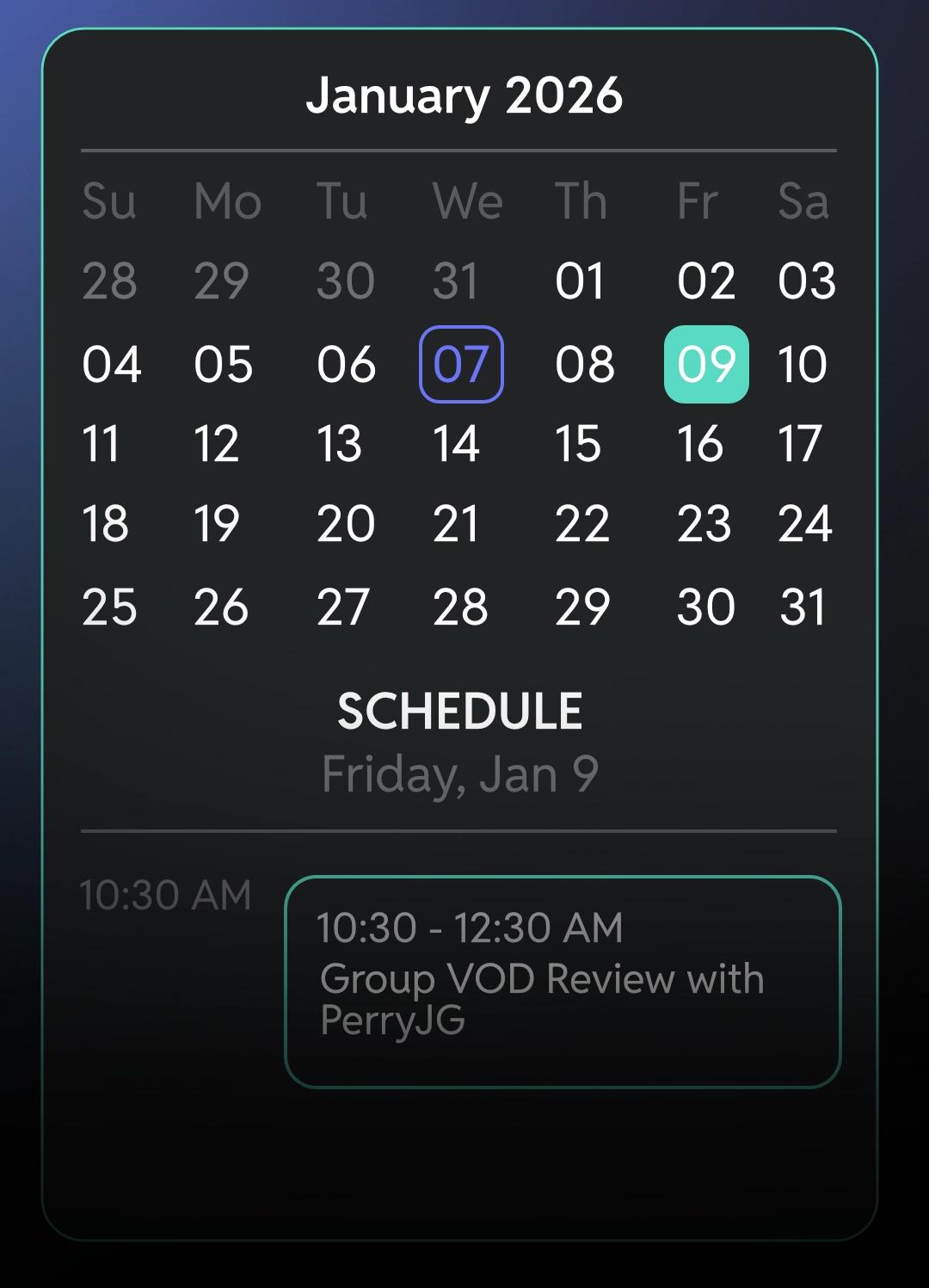 Group coaching calendar